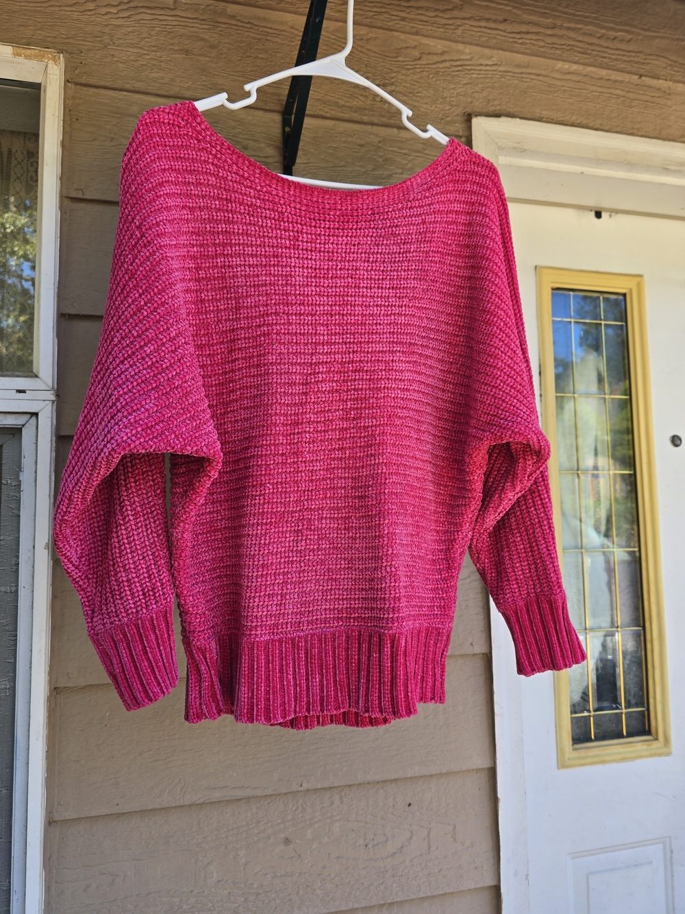 Forever 21 Women's Hot Pink Knit Sweater - Casual Boatneck Pullover - Small